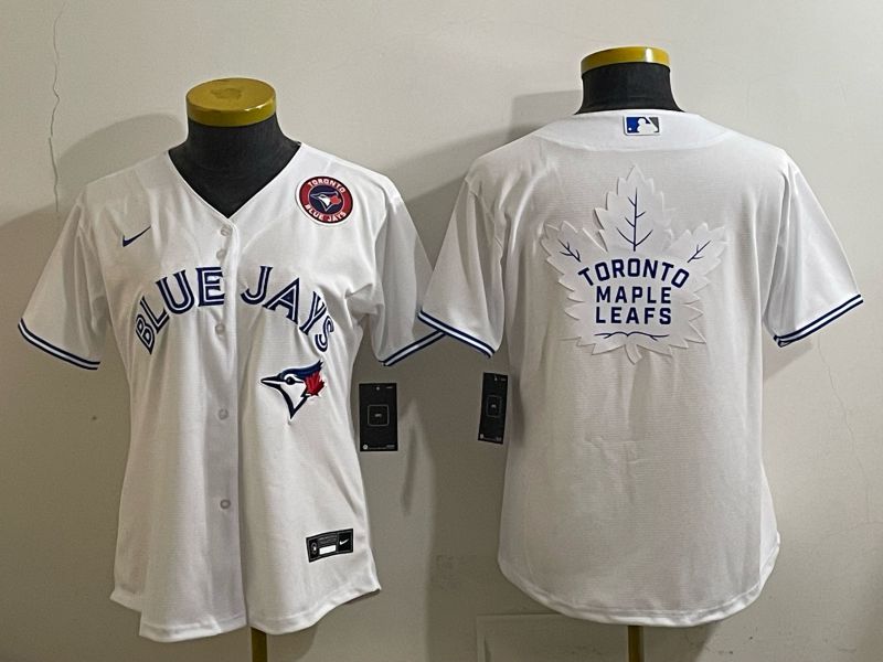 Women 2025 Nike Toronto Blue Jays Blank White Game MLB Jersey 05